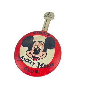 Vintage Mickey Mouse Club Button Pin Badge Walt Disney Original Red White Black